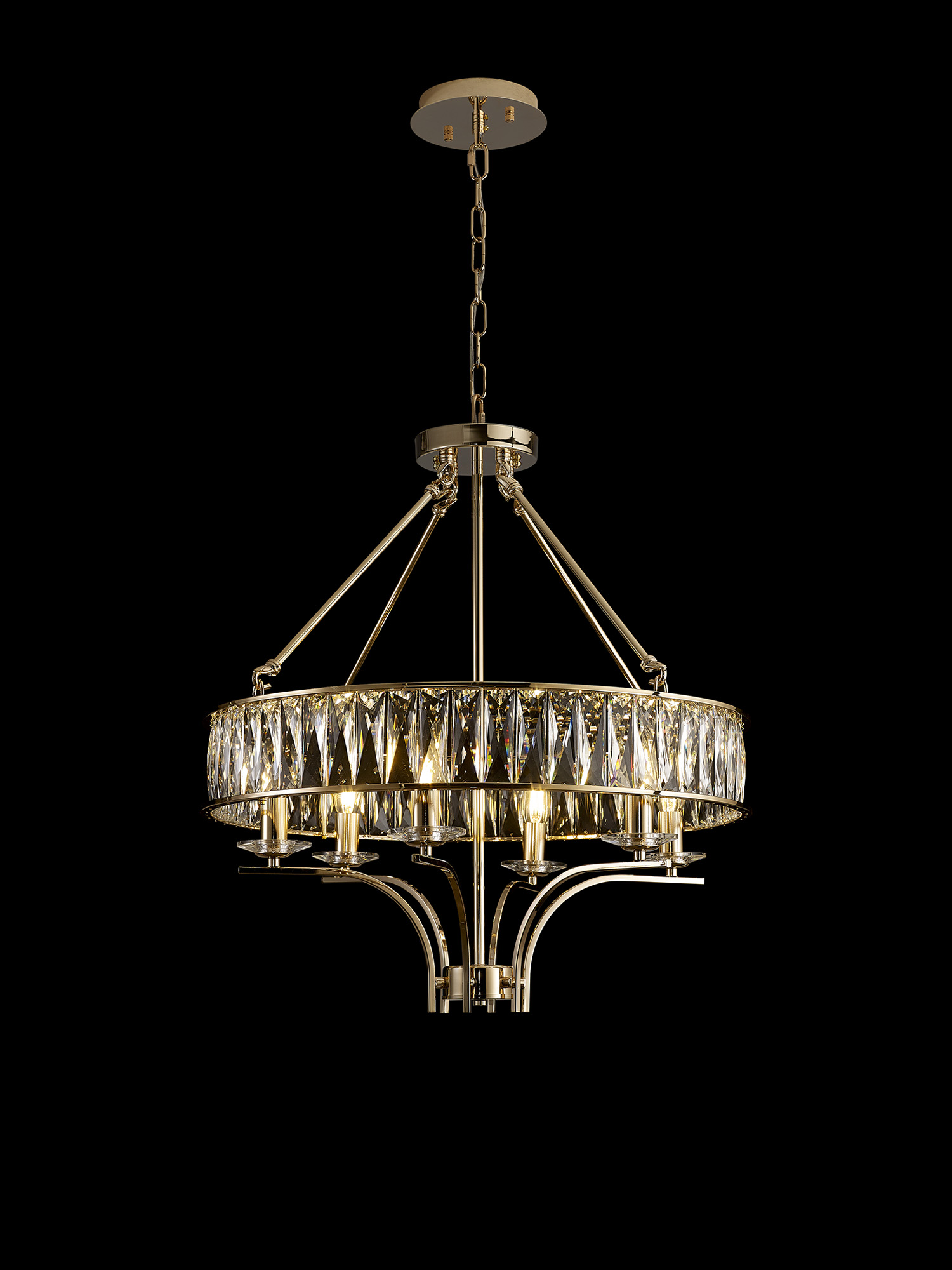 IL31825  Vivienne Crystal Pendant/Semi Ceiling 6 Light French Gold
